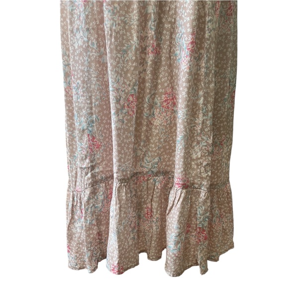 Free People Dainty Watercolor Floral-Print Smocked Mini Dress, Taupe, Small - Picture 11 of 13